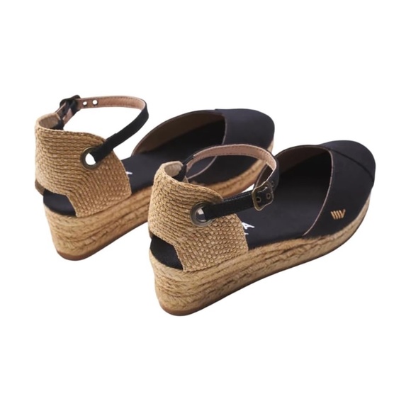 VISCATA Pubol Espadrilles Black Canvas Wedge Heel Sandals Ankle Strap US 7 EU 38 - Picture 4 of 12